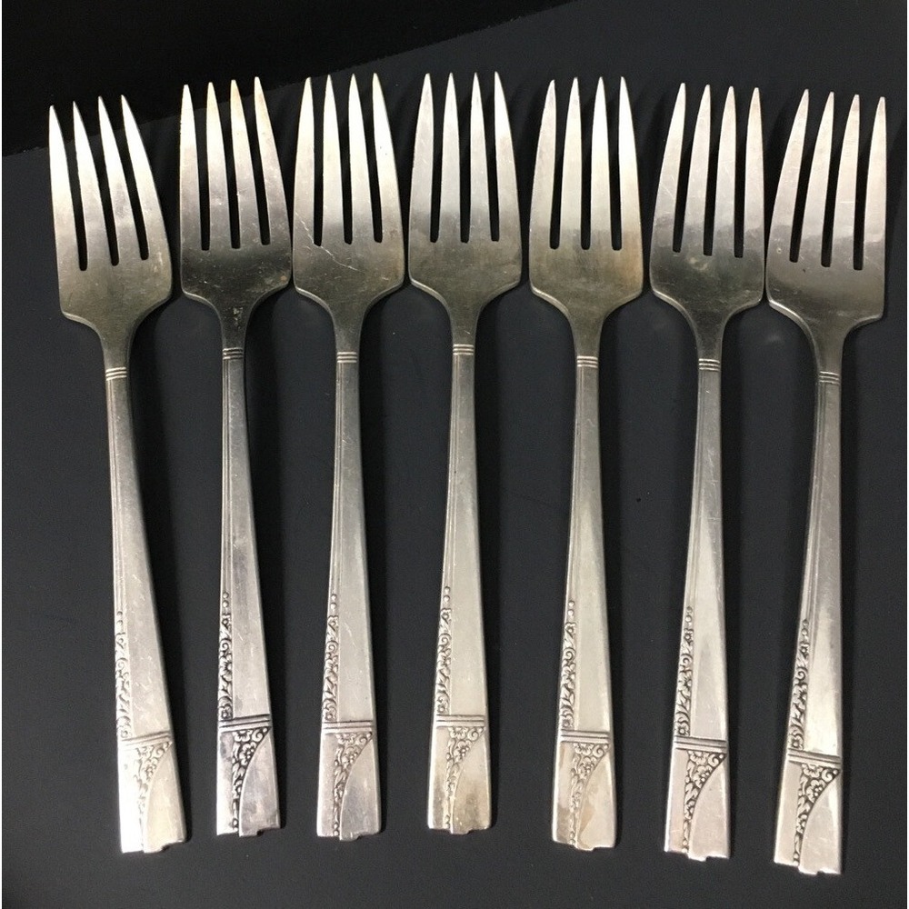 ONEIDA‎ NOBILITY CAPRICE SILVER-PLATED Salad Forks SERVICE FOR 7